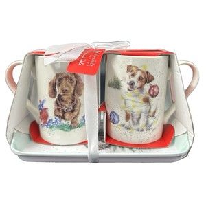 Wrendale Designs by Hannah Dale for Pimpernel Holiday Dog Mug Gift Set with Tray